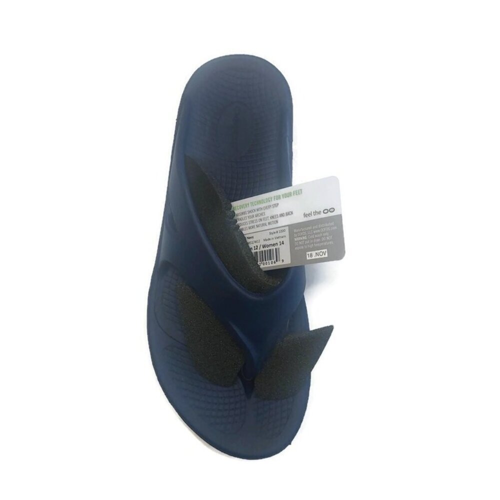 OOFOS Mens Size 12 Womens Size 14 Ooriginal Recovery Slide Pool Sandal Navy Blue - Picture 2 of 9